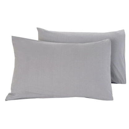 Set van 2 witte katoenen grijs kussenslopen 60x70 - zacht, ademend en duurzaam beddengoed – Beterkatoen