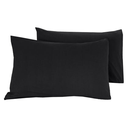 Set van 2 zwarte katoenen uni kussenslopen 60x70 - zacht, ademend en duurzaam beddengoed – Beterkatoen