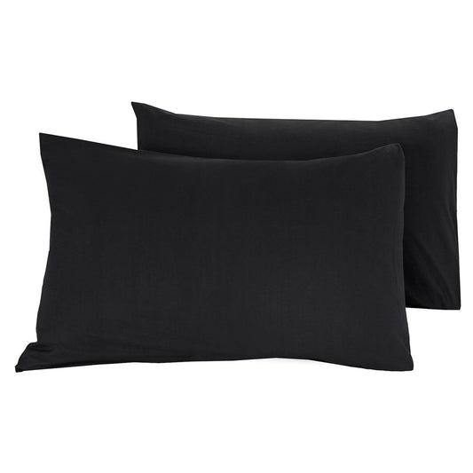 Set van 2 zwarte katoenen uni kussenslopen 60x70 - zacht, ademend en duurzaam beddengoed – Beterkatoen