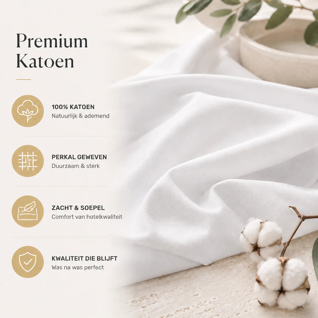 Laken 1-Persoons 160x300 - 100% Katoen Perkaal - Wit