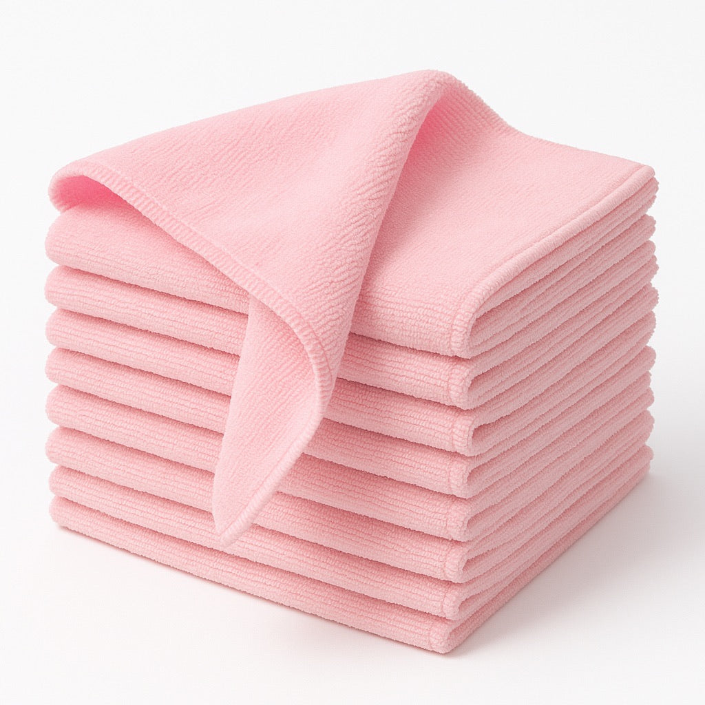 Dikke microvezeldoekjes 40x40 cm roze - absorberende badstof kwaliteit voor horeca en keuken - Beterkatoen