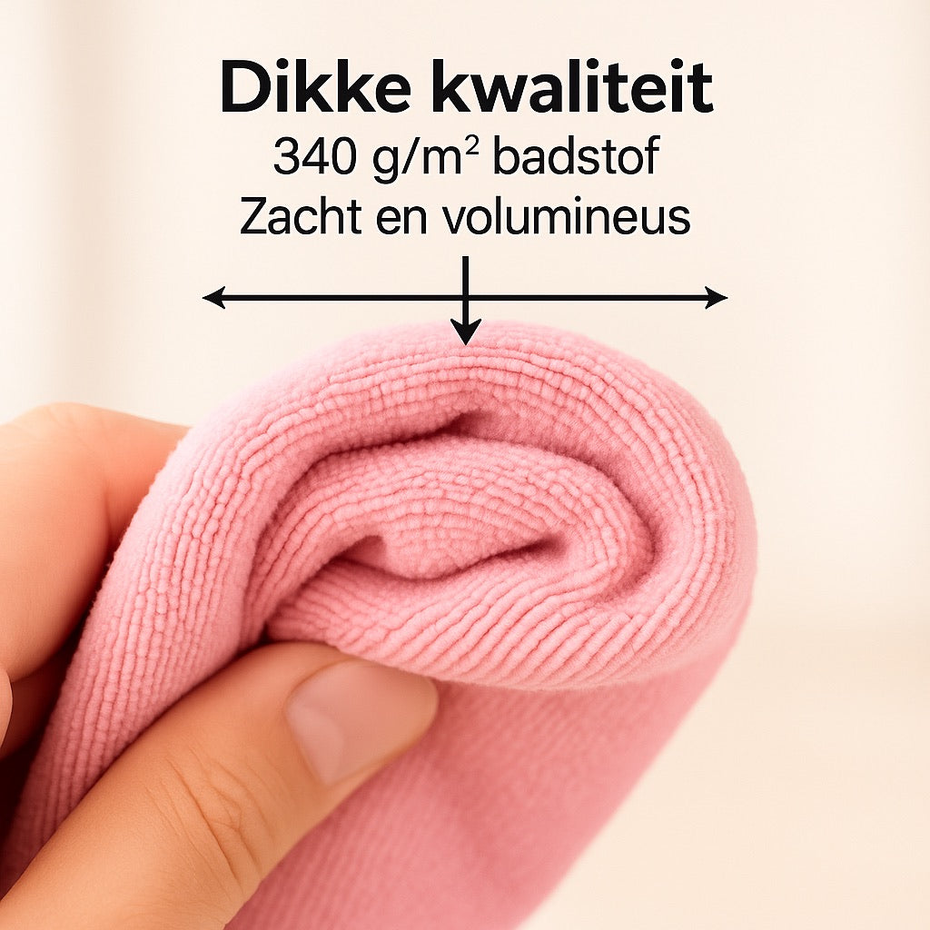 Detail van dikke badstof microvezeldoekjes in roze - duurzame kwaliteit met hoog absorptievermogen - Beterkatoen