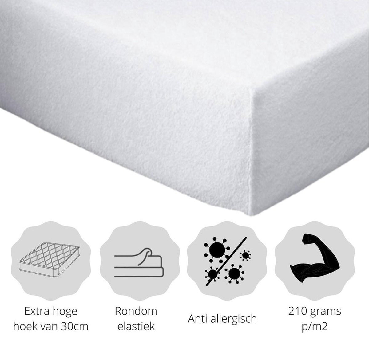 Producteigenschappen van het flanellen molton hoeslaken - goede pasvorm, elastiek rondom en anti allergisch - Beterkatoen