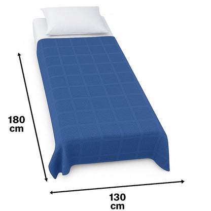 Afmetingen van katoenen plaid 130x180 blauw - perfect formaat voor bank of voeteneind - Beterkatoen