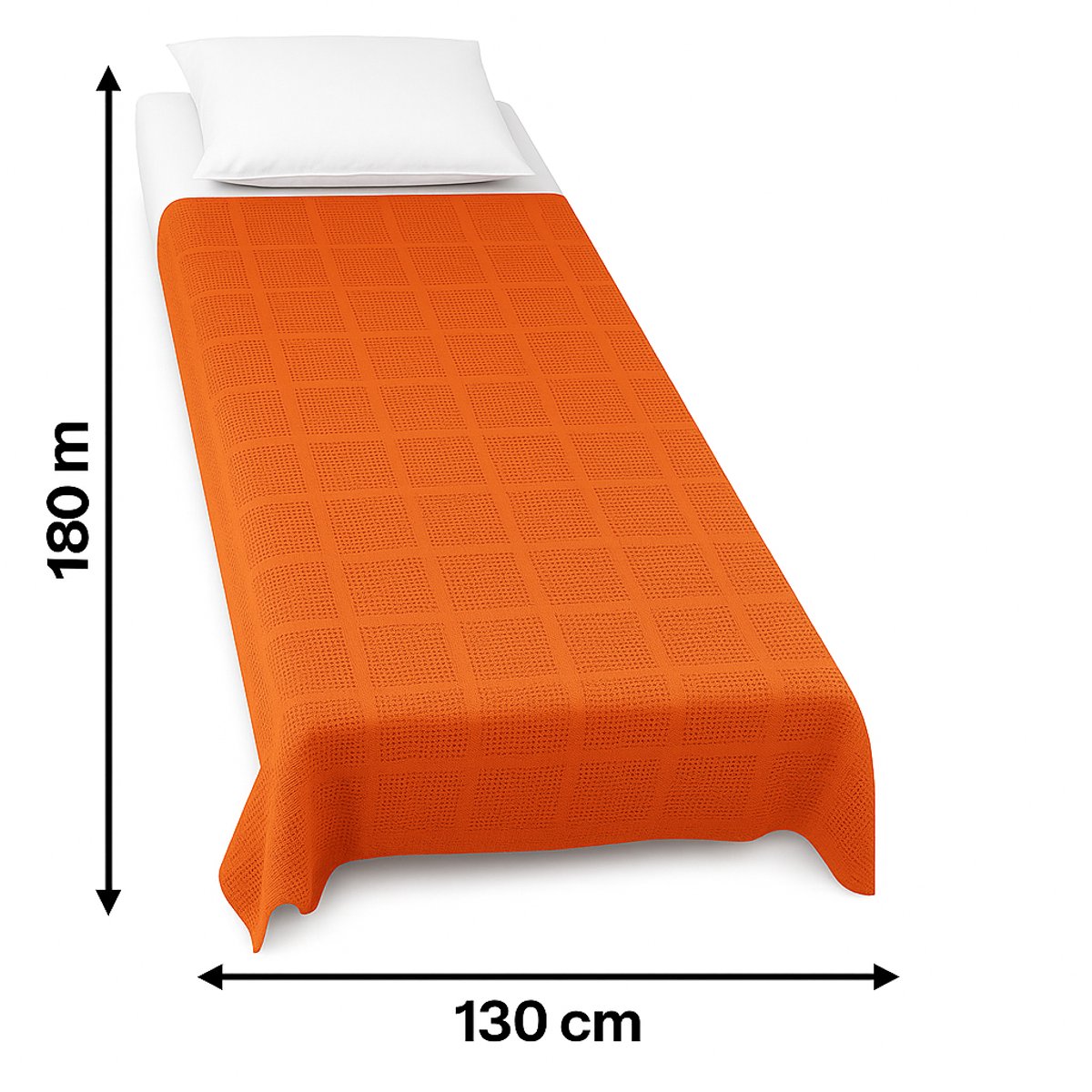 Afmetingen van katoenen plaid 130x180 coraal - perfect formaat voor bank of voeteneind - Beterkatoen