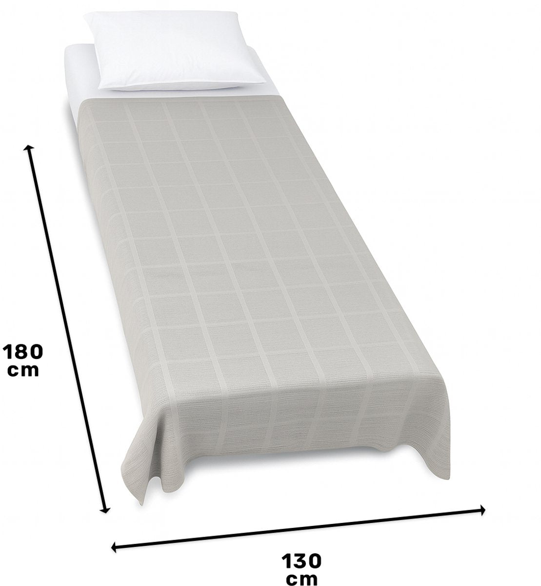 Afmetingen van katoenen plaid 130x180 grijs - perfect formaat voor bank of voeteneind - Beterkatoen