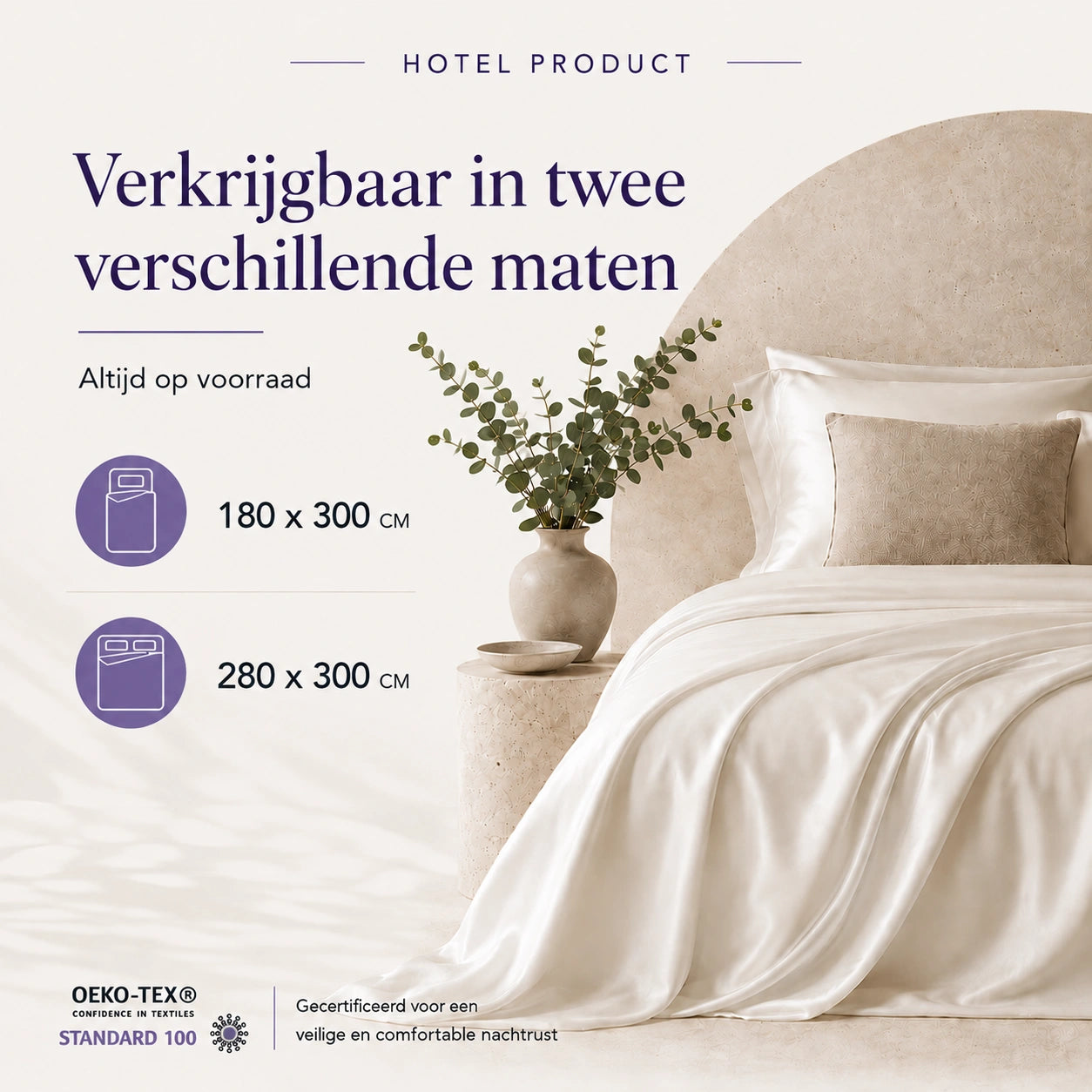 Laken 1-Persoons 180x300 - 100% Katoen Satijn - Wit