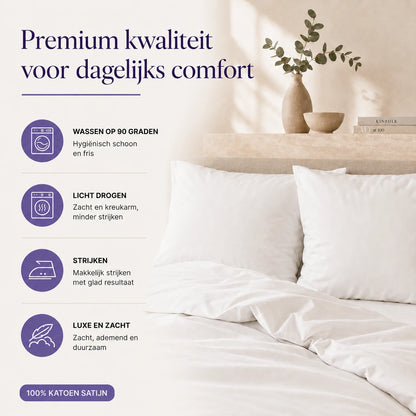 Laken 2-Persoons 280x300 - 100% Katoen Satijn - Wit