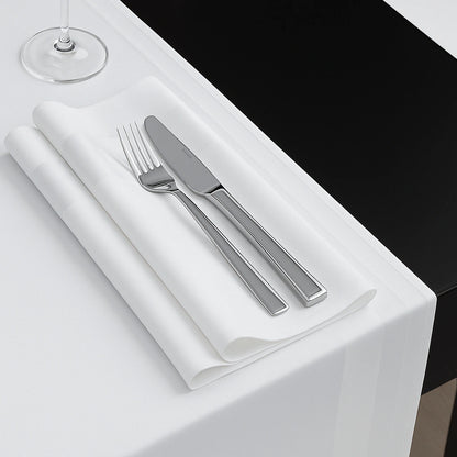 Servetten 50x50 cm - 100% Katoen - Damast met Satijnband - Wit