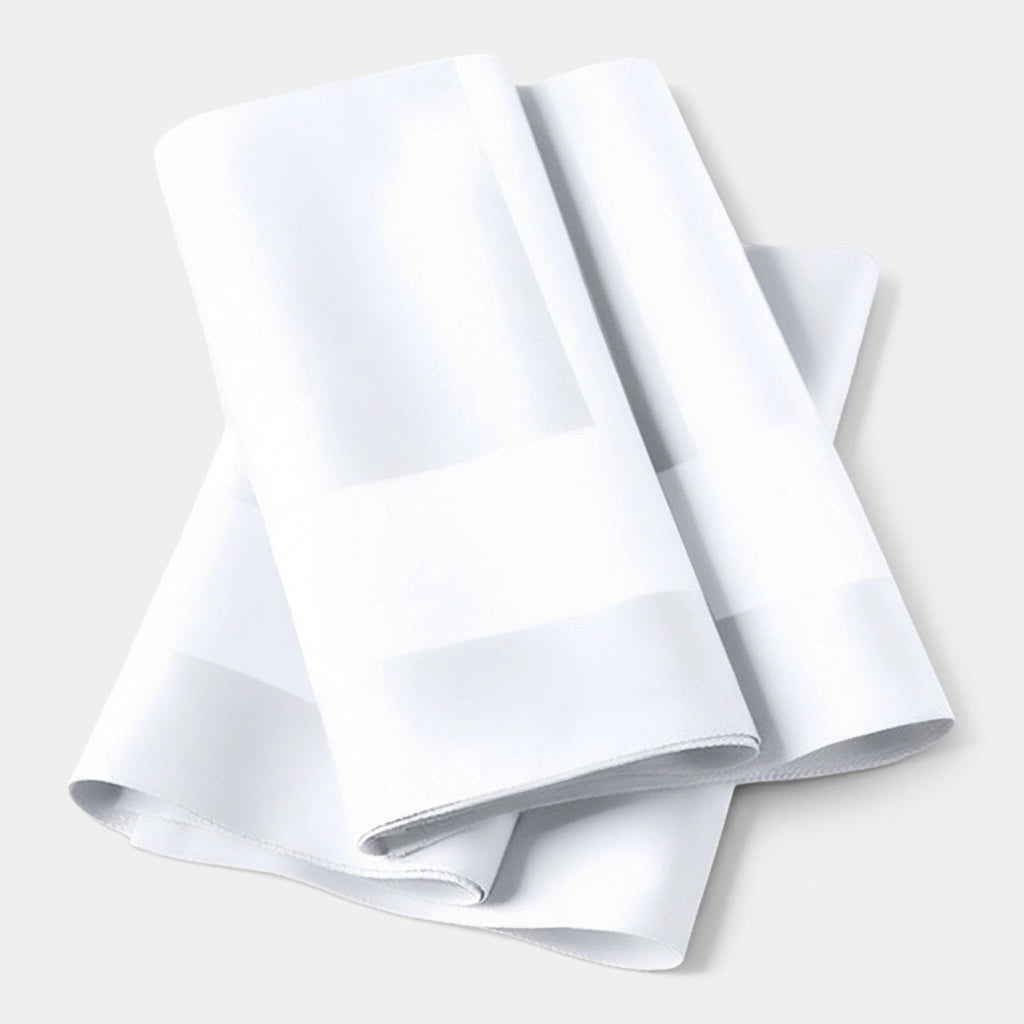 Servetten 50x50 cm - 100% Katoen - Damast met Satijnband - Wit