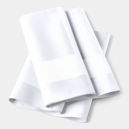 Servetten 50x50 cm - 100% Katoen - Damast met Satijnband - Wit