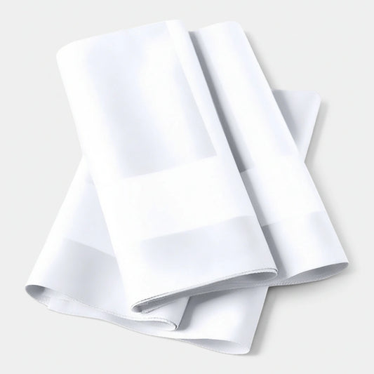 Servetten 50x50 cm - 100% Katoen - Damast met Satijnband - Wit