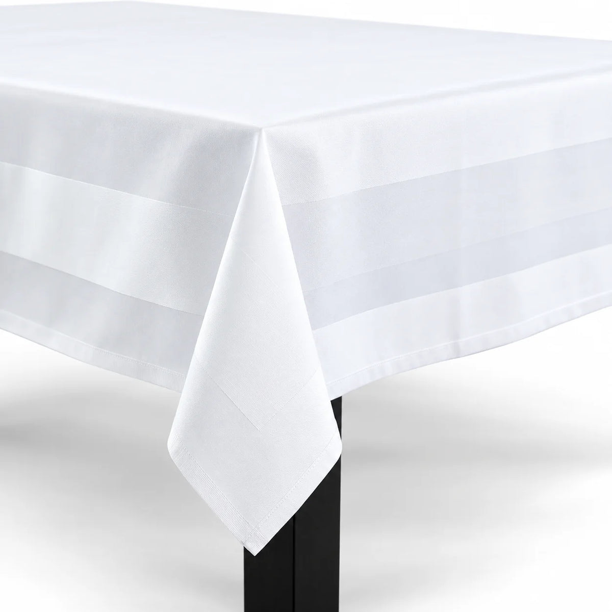 Tafelkleed 140x140 cm - 100% katoen - Damast - Satijnband - Wit