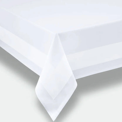 Tafelkleed 100x100 cm - 100% katoen - Damast - Satijnband - Wit