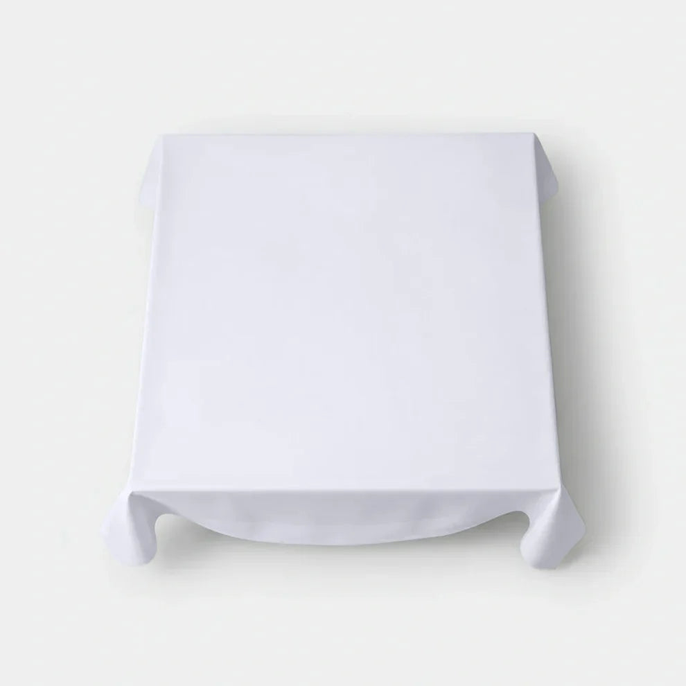Tafelkleed 100x100 cm - 100% katoen - Damast - Satijnband - Wit