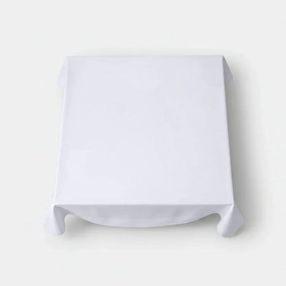 Tafelkleed 100x100 cm - 100% katoen - Damast - Satijnband - Wit
