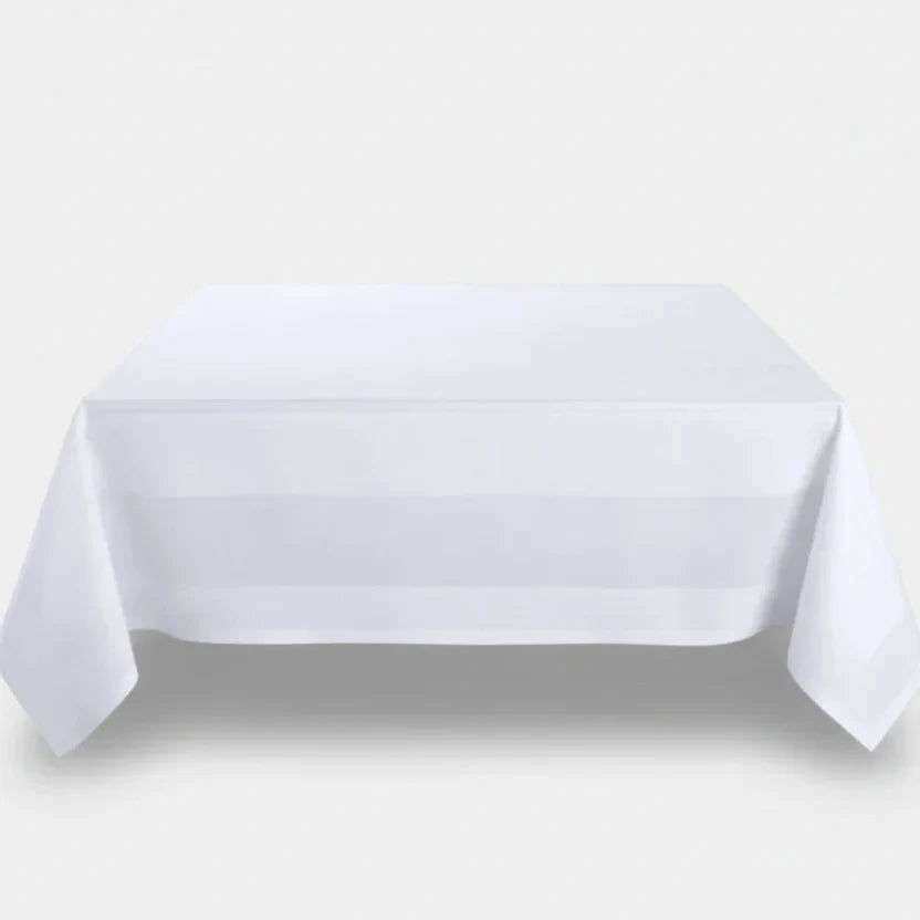 Tafelkleed 100x100 cm - 100% katoen - Damast - Satijnband - Wit