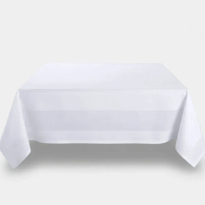Tafelkleed 100x100 cm - 100% katoen - Damast - Satijnband - Wit