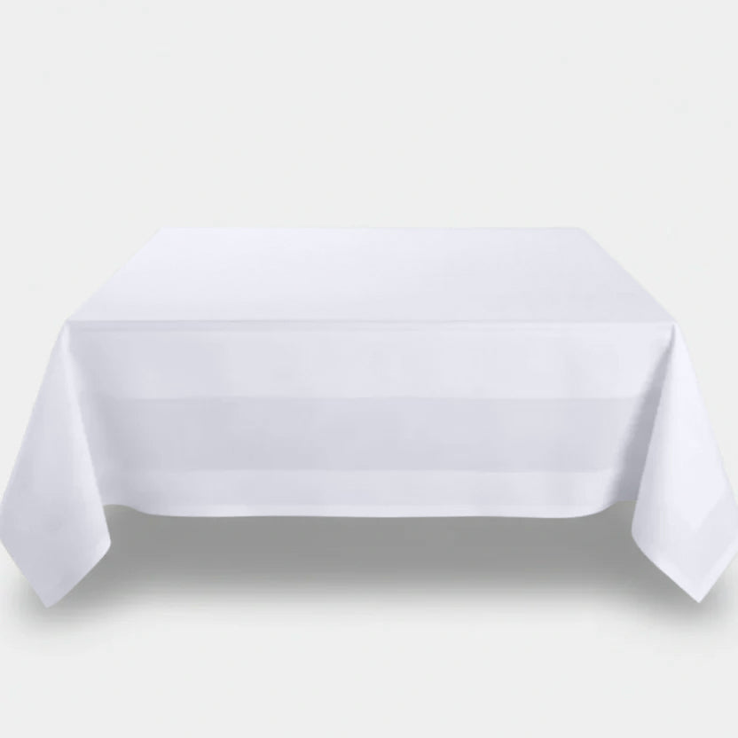 Tafelkleed 120x120 cm - 100% Katoen - Damast met Satijnband - Wit