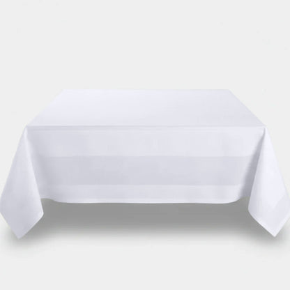 Tafelkleed 140x190 cm - 100% Katoen - Damast met Satijnband - Wit