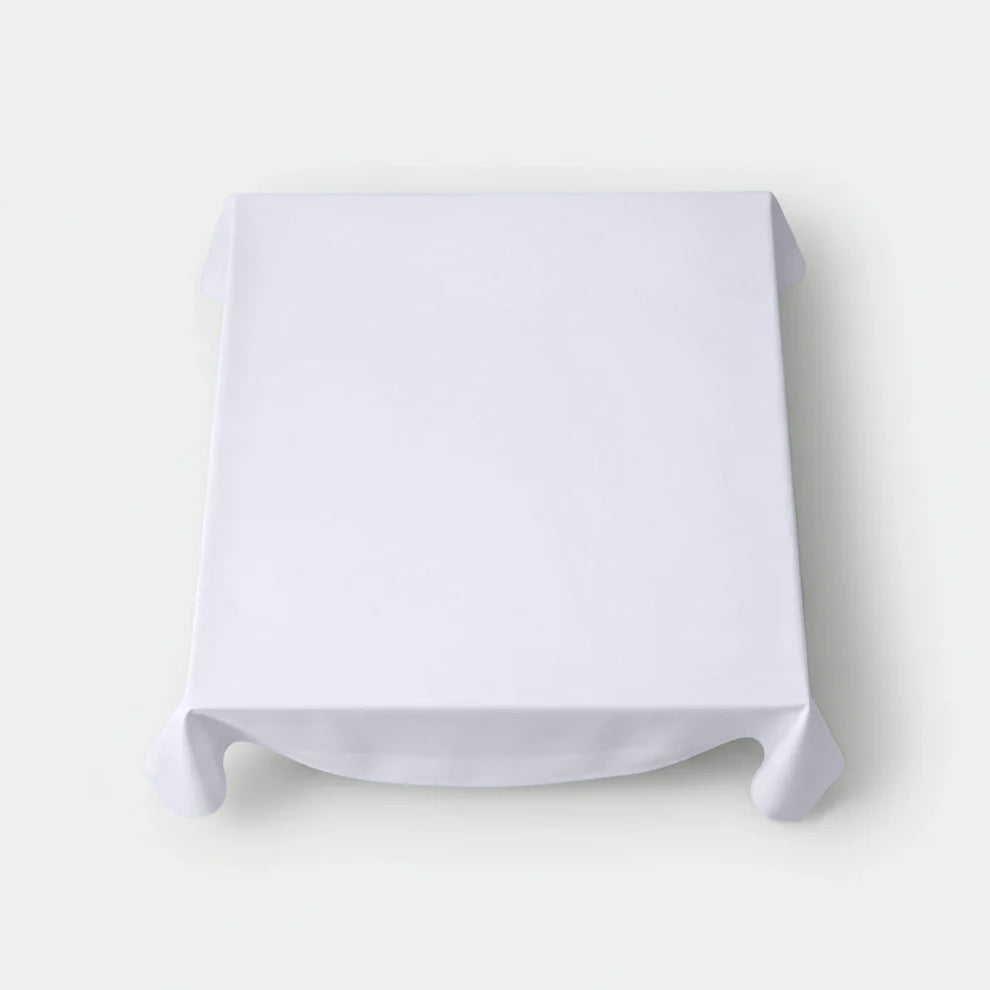 Tafelkleed 180x180 cm - 100% katoen - Damast - Satijnband - Wit