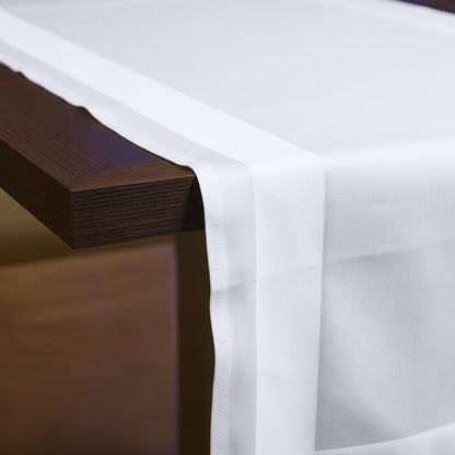 Tafelloper 55x140 cm - 100% Katoen - Damast met Satijnband - Wit