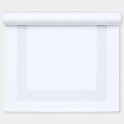 Tafelloper 55x140 cm - 100% katoen - Damast  - Satijnband -  Wit