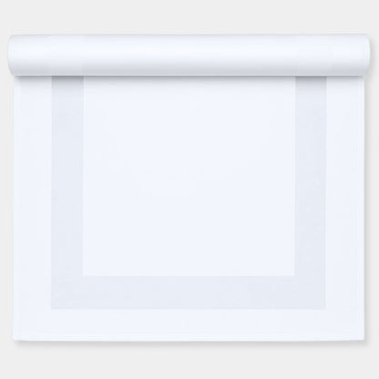 Tafelloper 55x140 cm - 100% Katoen - Damast met Satijnband - Wit