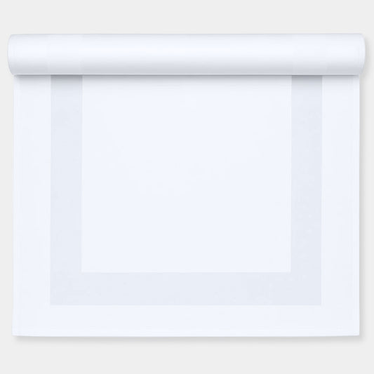 Tafelloper 55x140 cm - 100% Katoen - Damast met Satijnband - Wit