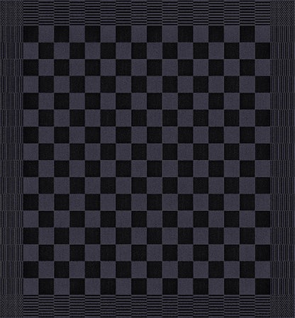 Antraciete theedoek met blokpatroon - stevige horeca kwaliteit van katoen -Beterkatoen