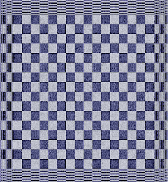 Blauwe theedoek met blokpatroon - stevige horeca kwaliteit van katoen -Beterkatoen