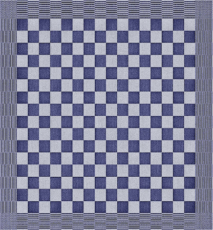 Blauwe theedoek met blokpatroon - stevige horeca kwaliteit van katoen -Beterkatoen