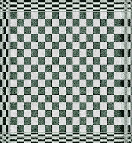 Groene theedoek met blokpatroon - stevige horeca kwaliteit van katoen -Beterkatoen