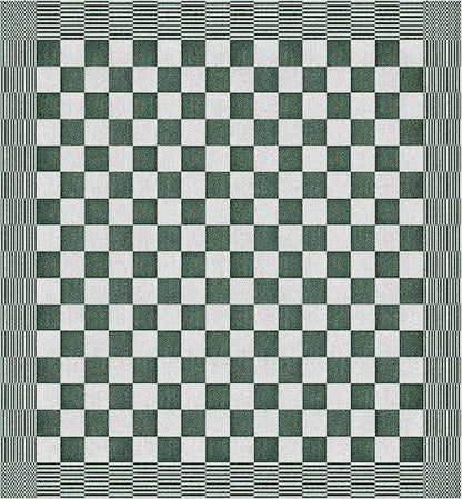 Groene theedoek met blokpatroon - stevige horeca kwaliteit van katoen -Beterkatoen