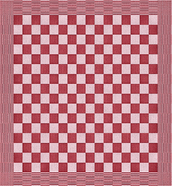 Rode theedoek met blokpatroon - stevige horeca kwaliteit van katoen -Beterkatoen