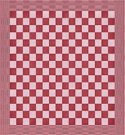 Rode theedoek met blokpatroon - stevige horeca kwaliteit van katoen -Beterkatoen