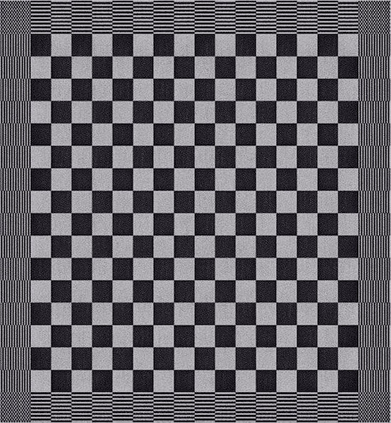 Zwarte theedoek met blokpatroon - stevige horeca kwaliteit van katoen -Beterkatoen