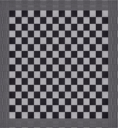 Zwarte theedoek met blokpatroon - stevige horeca kwaliteit van katoen -Beterkatoen