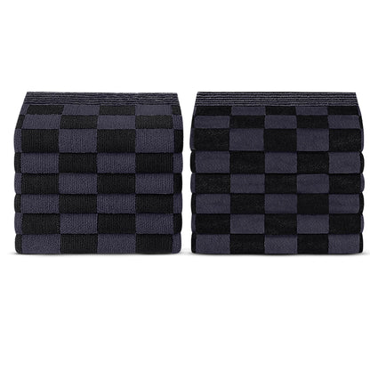 Theedoeken en Handdoeken Set (12 stuks) - Zwart-Antraciet