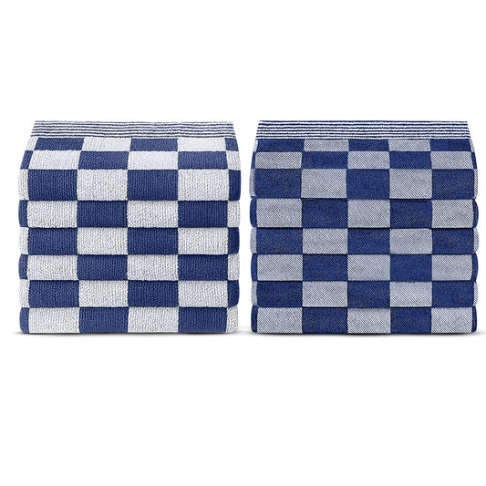 Theedoeken en Handdoeken Set (12 stuks) - Blauw-Wit
