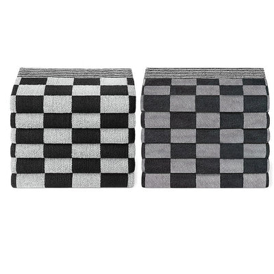 Theedoeken en handdoeken set van 12 - Zwart-Wit