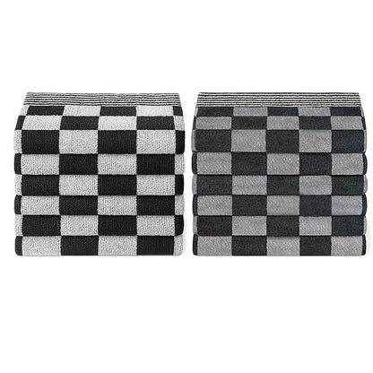 Theedoeken en Handdoeken Set (12 stuks) - Zwart-Wit