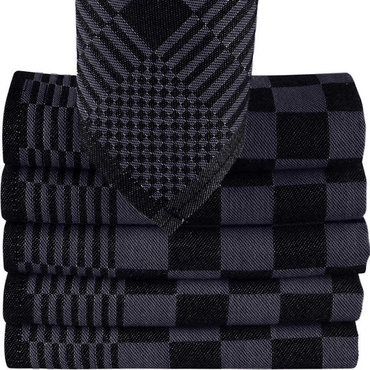 Set van 6 antraciet zwarte theedoeken - duurzame horeca kwaliteit van 100% katoen - Beterkatoen