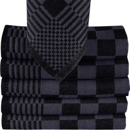 Set van 6 antraciet zwarte theedoeken - duurzame horeca kwaliteit van 100% katoen - Beterkatoen