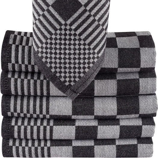 Set van 6 zwarte theedoeken - duurzame horeca kwaliteit van 100% katoen - Beterkatoen