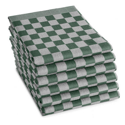 Theedoeken set 65x65 cm groen - 6 stuks horeca kwaliteit met klassiek blokpatroon - Beterkatoen